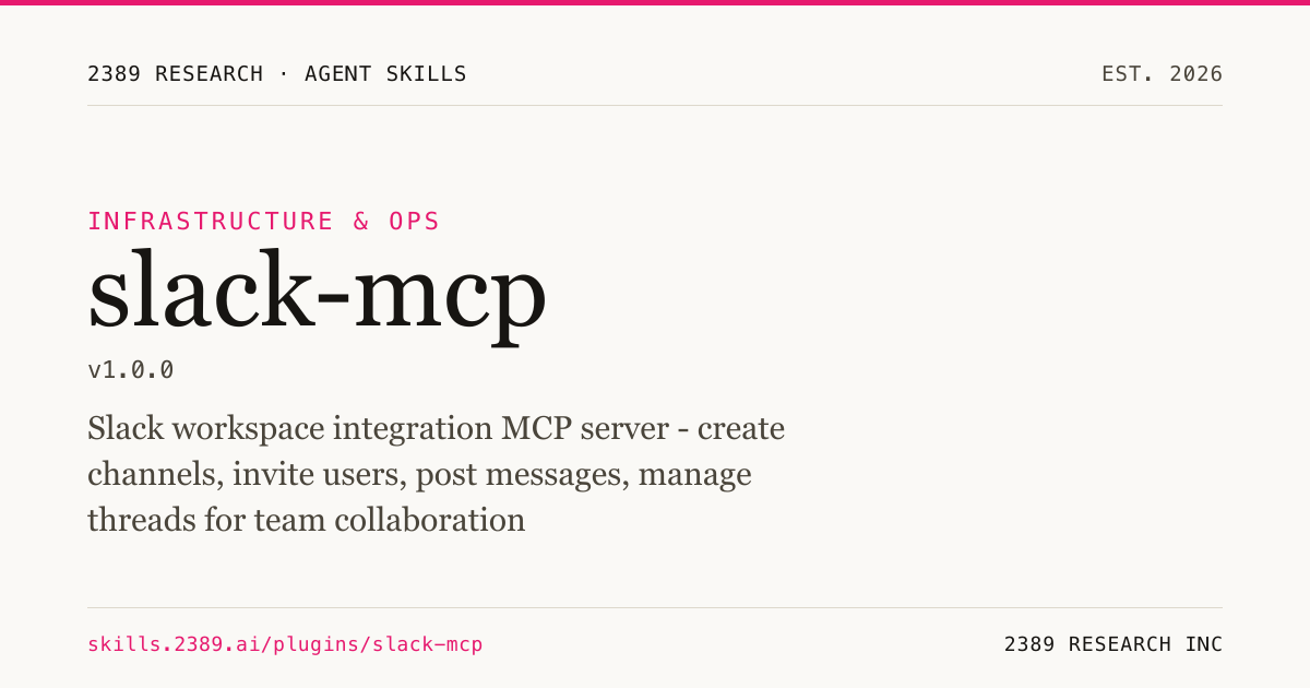 slack-mcp — Development Plugin for Claude Code | 2389 Research